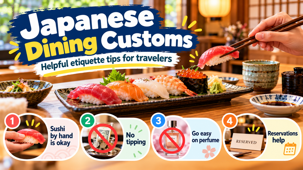 Other Japanese Dining Customs Travelers Often Ask About. AI-generated illustration.