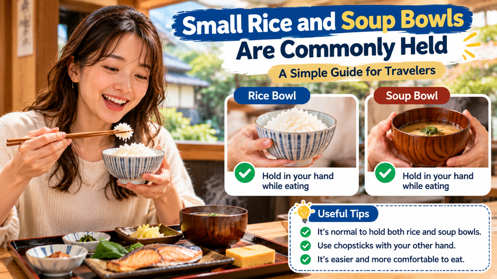 Small Rice and Soup Bowls Are Commonly Held. AI-generated illustration.