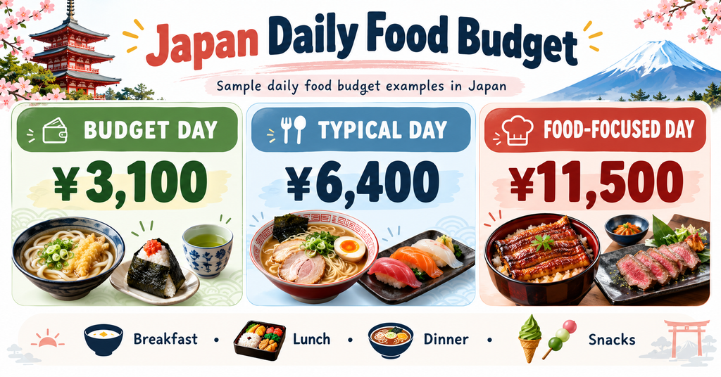 Sample Daily Food Budgets in Japan. AI-generated illustration.