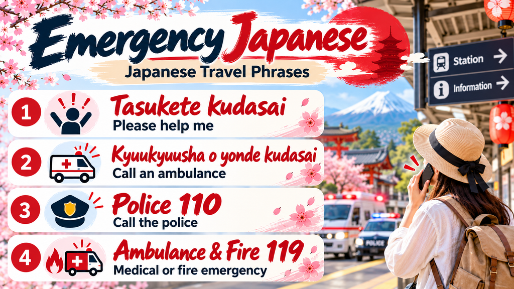 Bonus Japanese Phrases for Emergencies. AI-generated illustration.