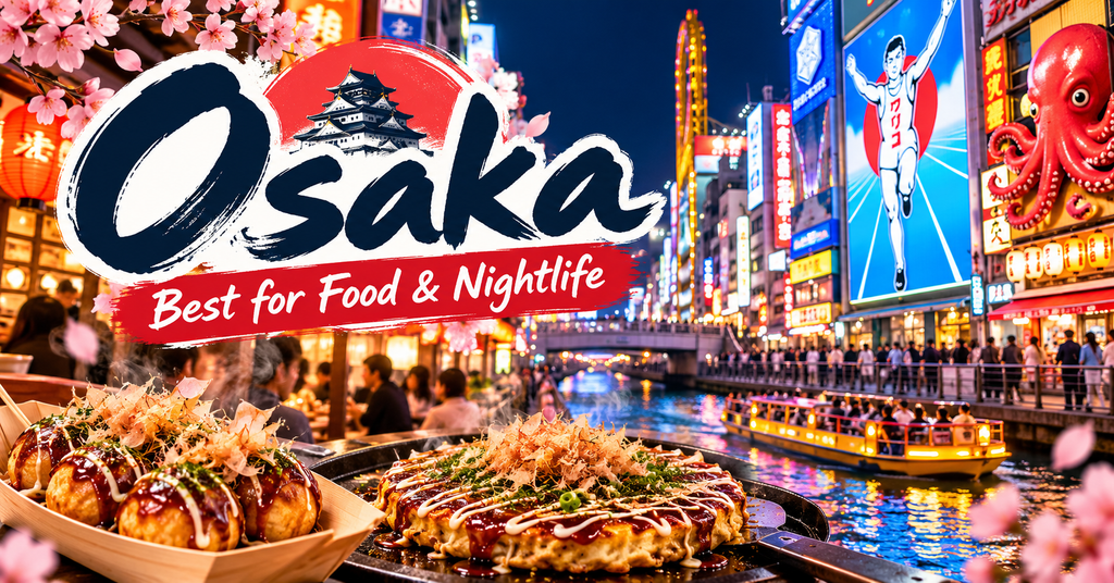 Osaka – Best for Food and Nightlife. AI-generated illustration.