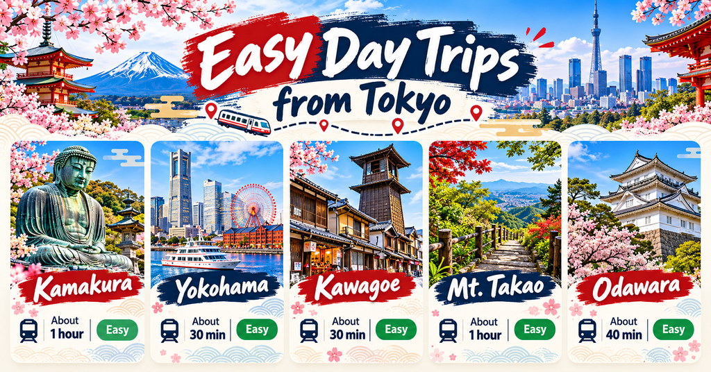 Best Easy Day Trips from Tokyo. AI-generated illustration.