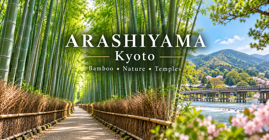 Arashiyama and the Bamboo Grove. AI-generated illustration.