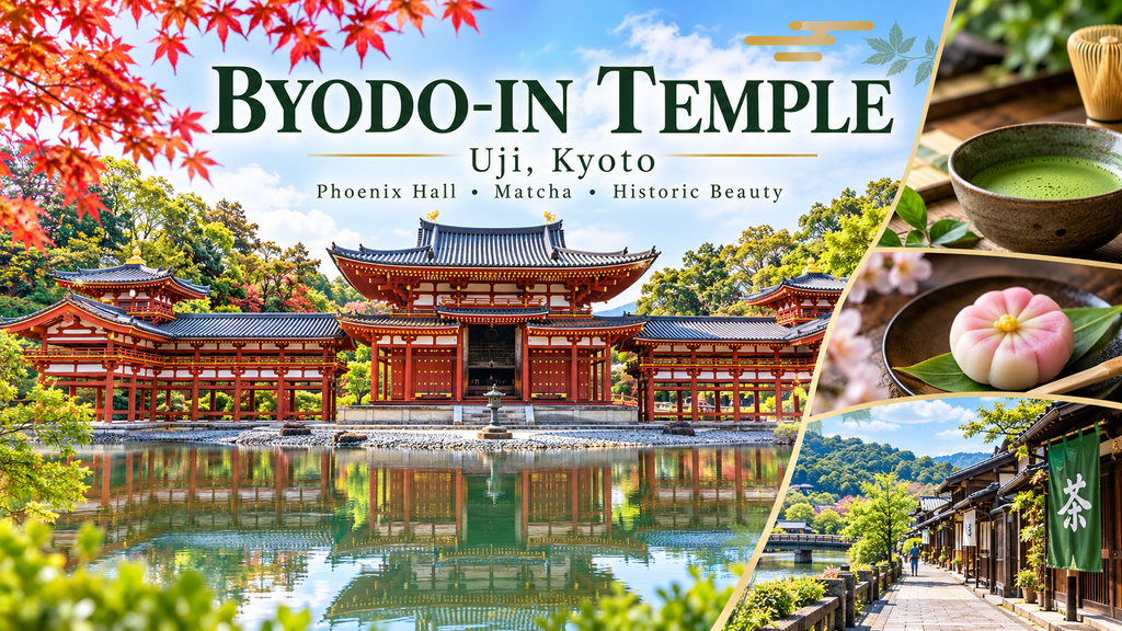 Byodo-in Temple and Uji. AI-generated illustration.