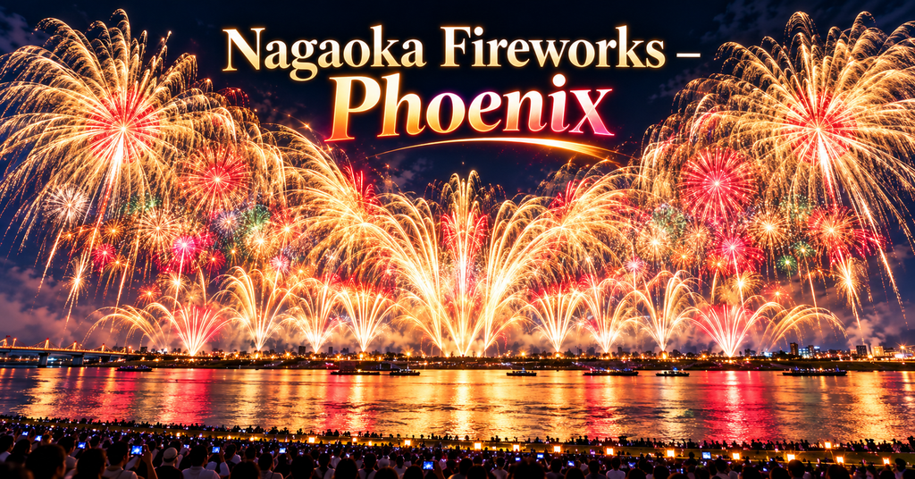 Nagaoka Festival Grand Fireworks – Niigata. AI-generated illustration.