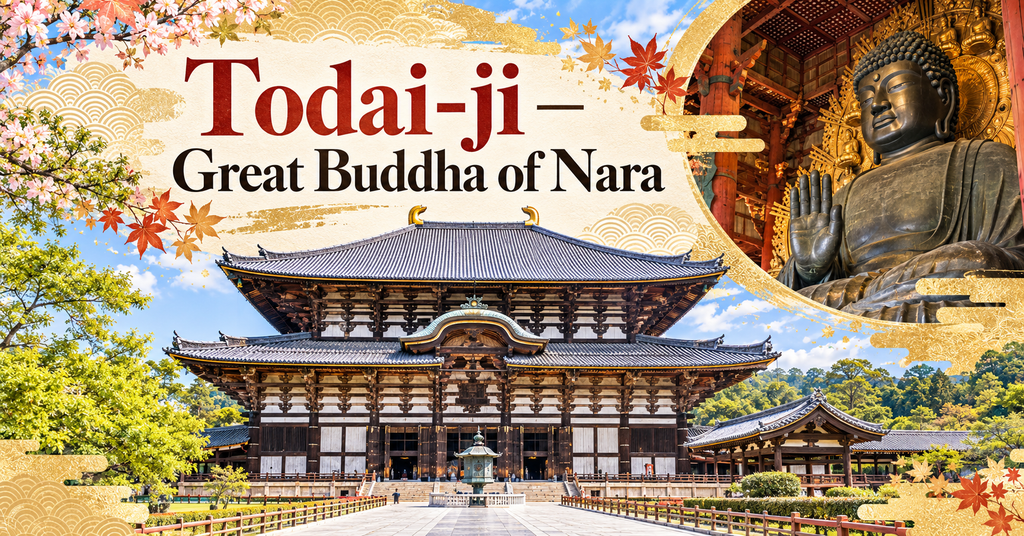 Todai-ji Temple – The Great Buddha of Nara. AI-generated illustration.