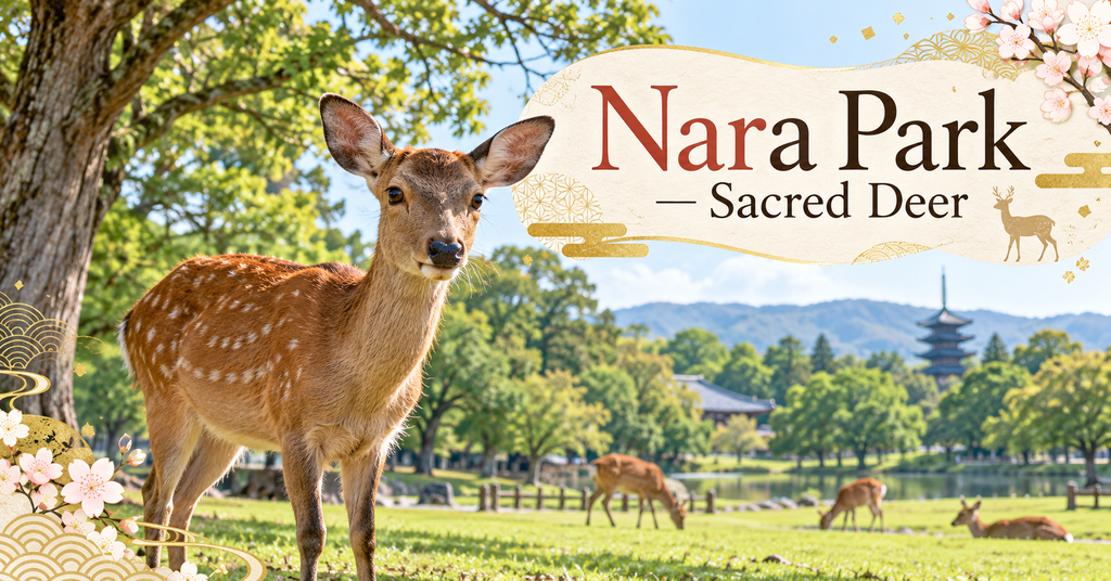 Nara Park – Meet Nara’s Wild Deer. AI-generated illustration.