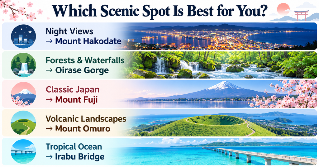 Which Scenic Spot in Japan Should You Choose? AI-generated illustration.
