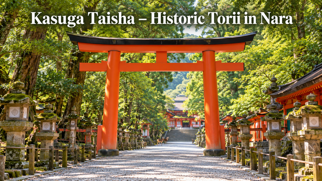 Kasuga Taisha First Torii – Nara. AI-generated illustration.