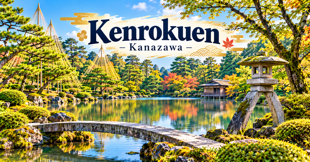 Kenrokuen Garden – Kanazawa. AI-generated illustration.