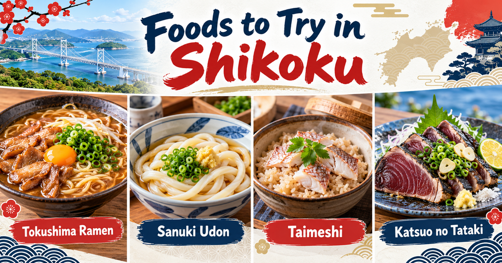 Best Food to Try in Shikoku. AI-generated illustration.