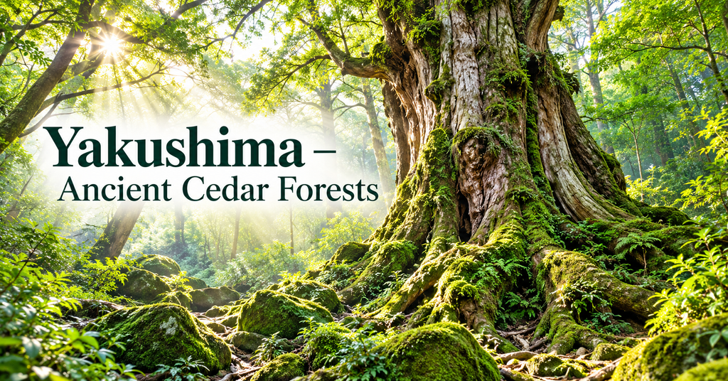 Yakushima – Ancient Cedar Forests in Kagoshima. AI-generated illustration.