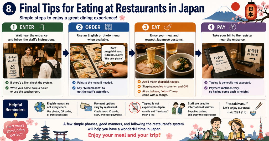 Final Tips for Eating at Restaurants in Japan