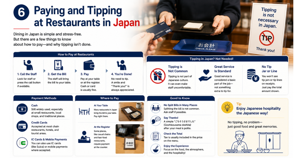 Paying and Tipping at Restaurants in Japan