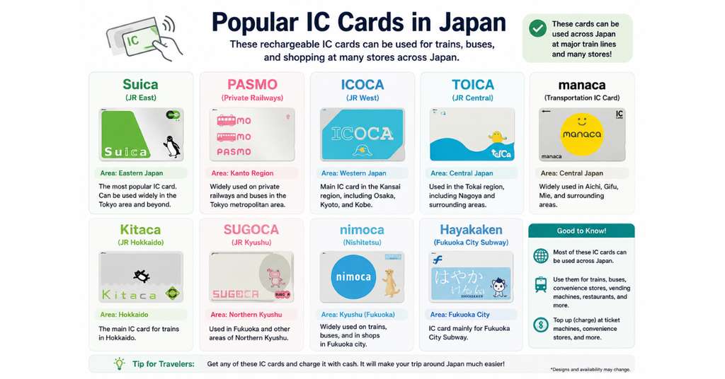 Some of the best-known IC cards in Japan include