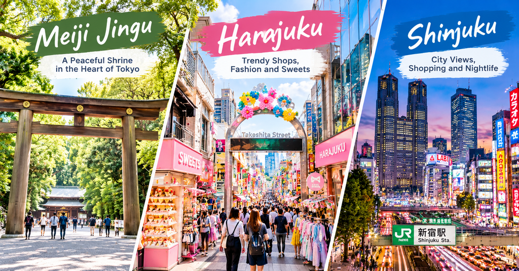 Meiji Jingu, Harajuku, and Shinjuku