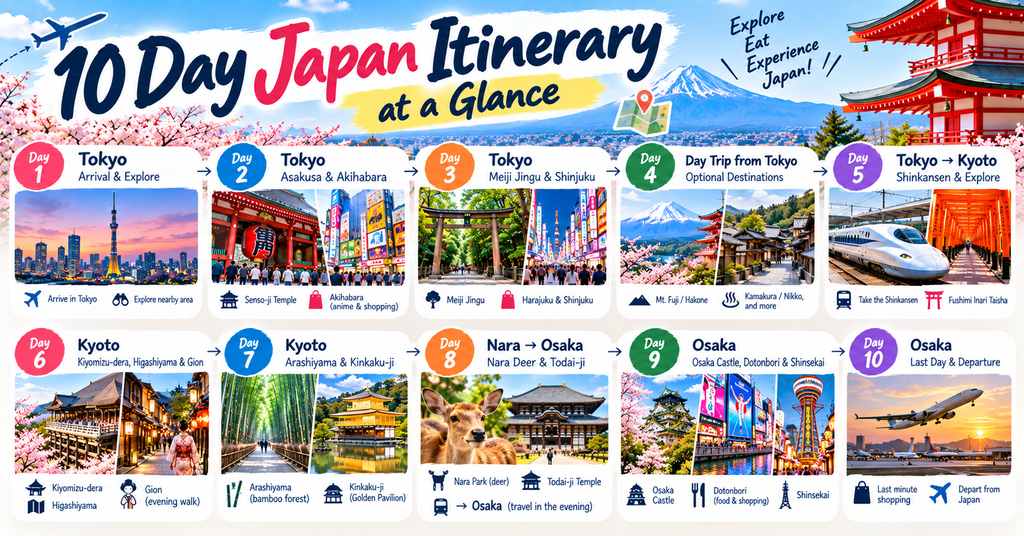 10 Day Japan Itinerary at a Glance